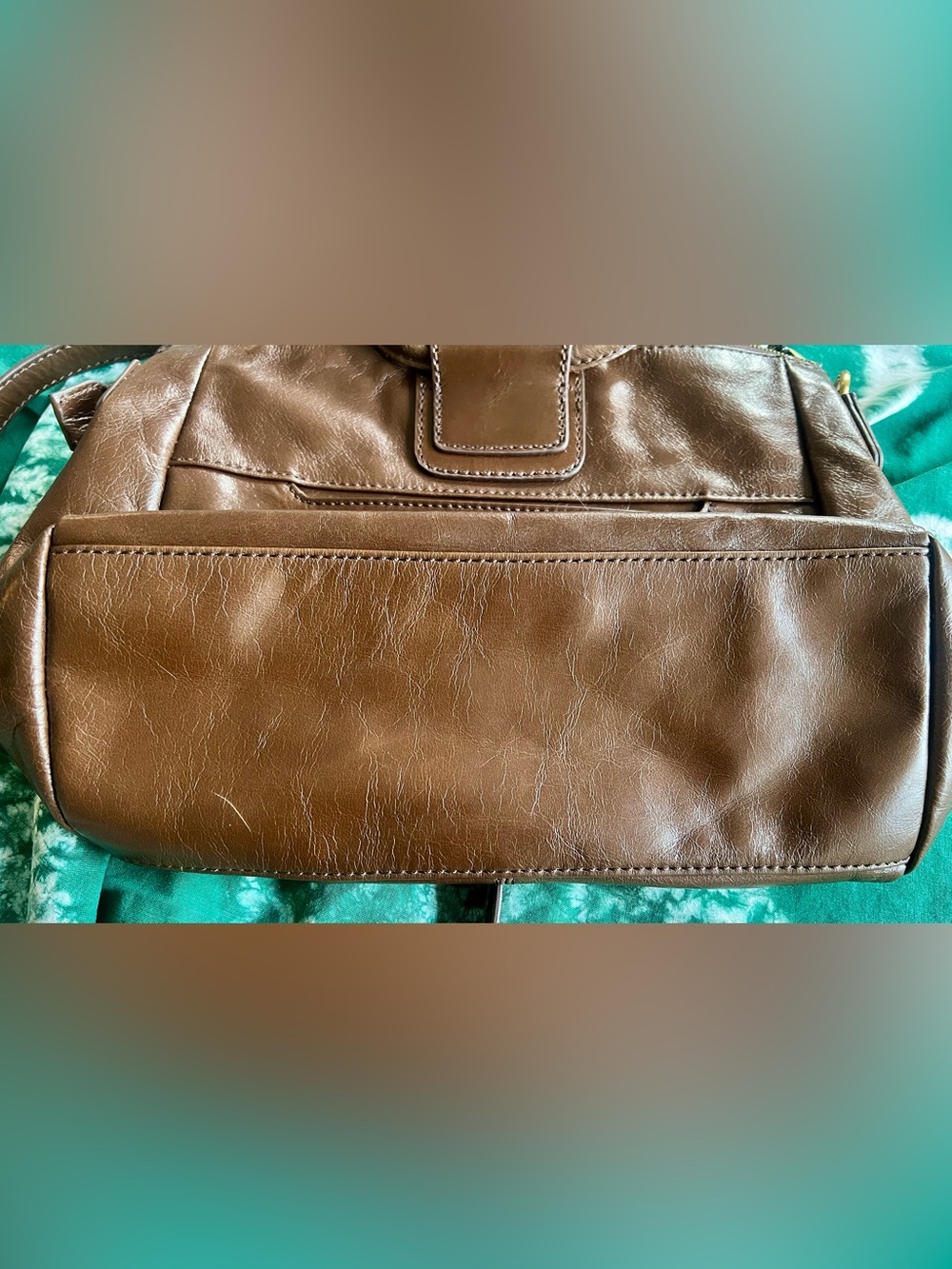 HOBO Genuine Leather Brown Ring Handle Satchel Crossbody Bag - Picture 10 of 10